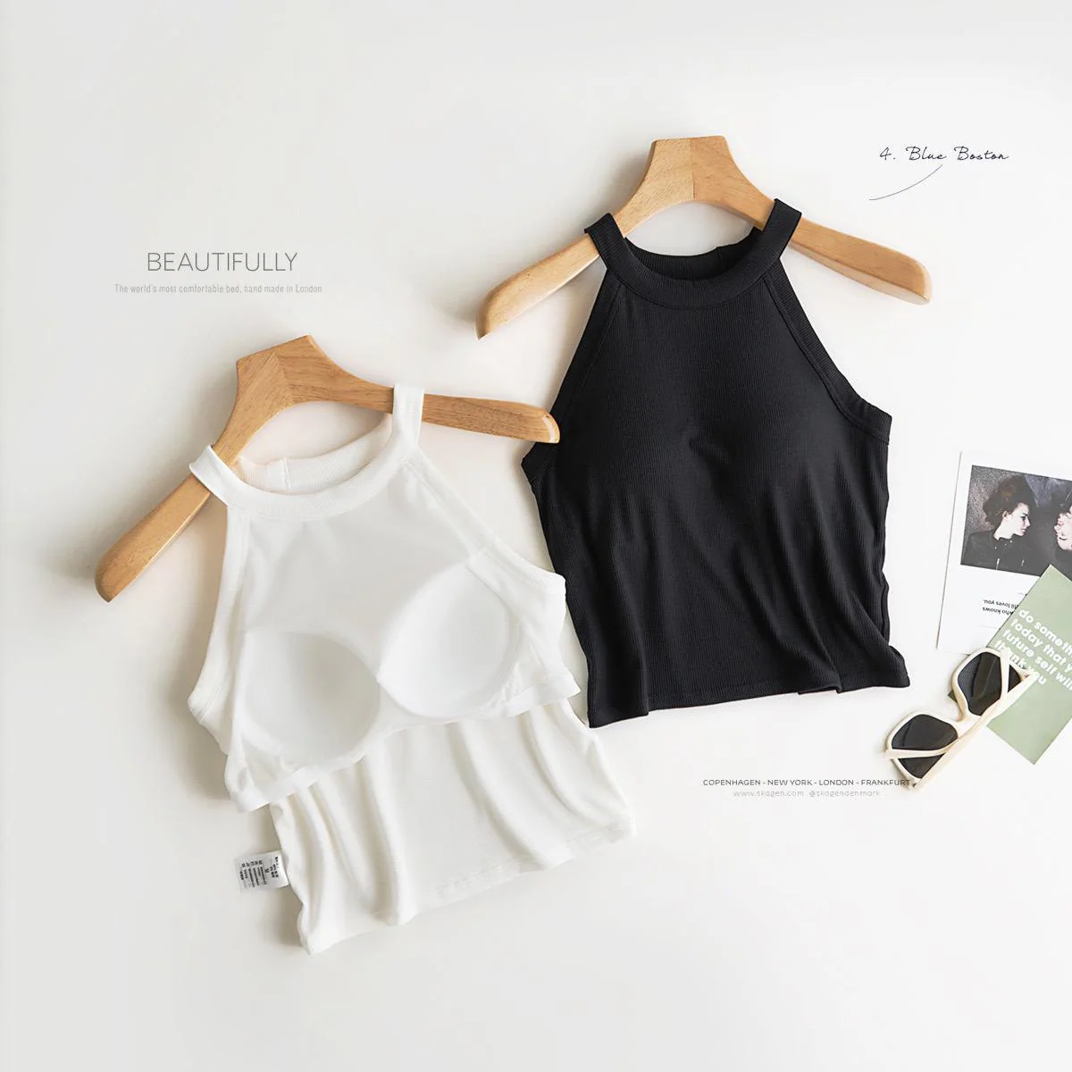 Hani Tank Tops With Inbuilt Bra In Black - Image 2