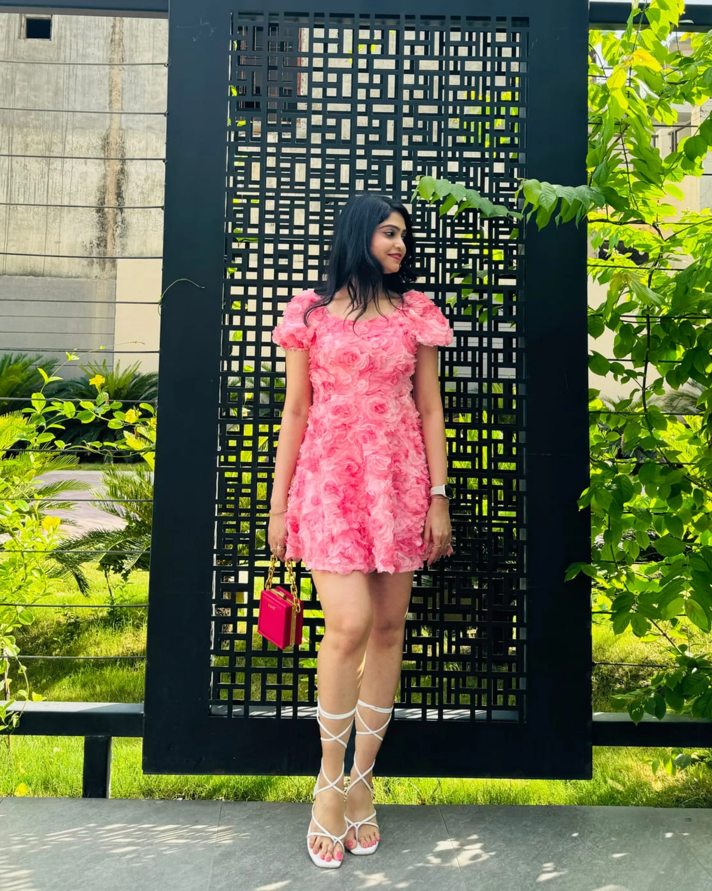 Harrold 3D Floral Dress In Pink