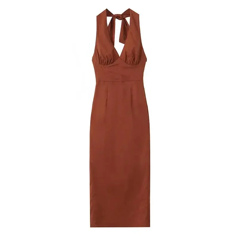 Harry Bodycon Midi Dress in Brown - Image 2