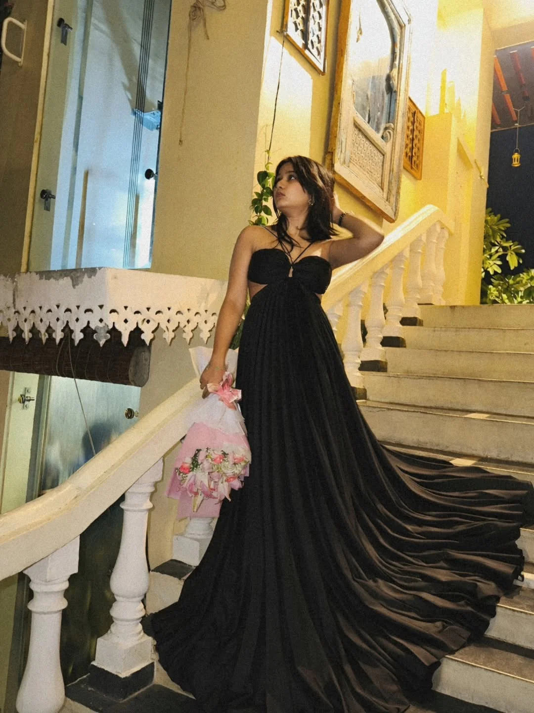 Hay Luxe Pleated Flowy Maxi Dress In Black - Image 7