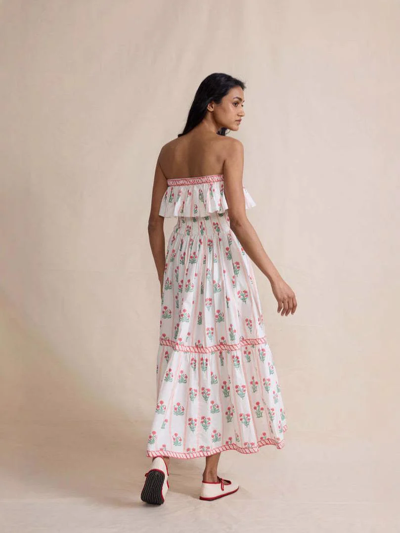 Henna Offshoulder Floral Dress In Off-White - Image 4