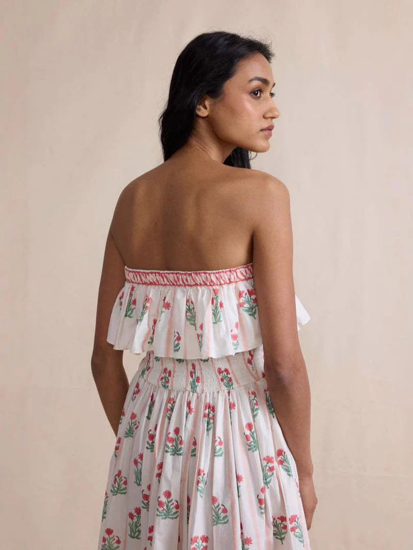 Henna Offshoulder Floral Dress In Off-White - Image 6