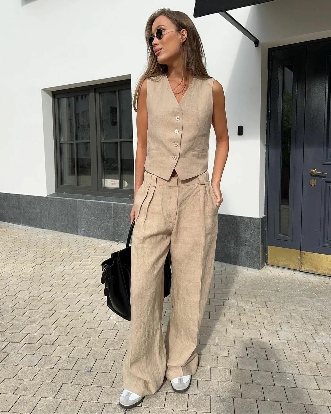 Hodor Statement Linen Vest Suit with Pants - Image 9