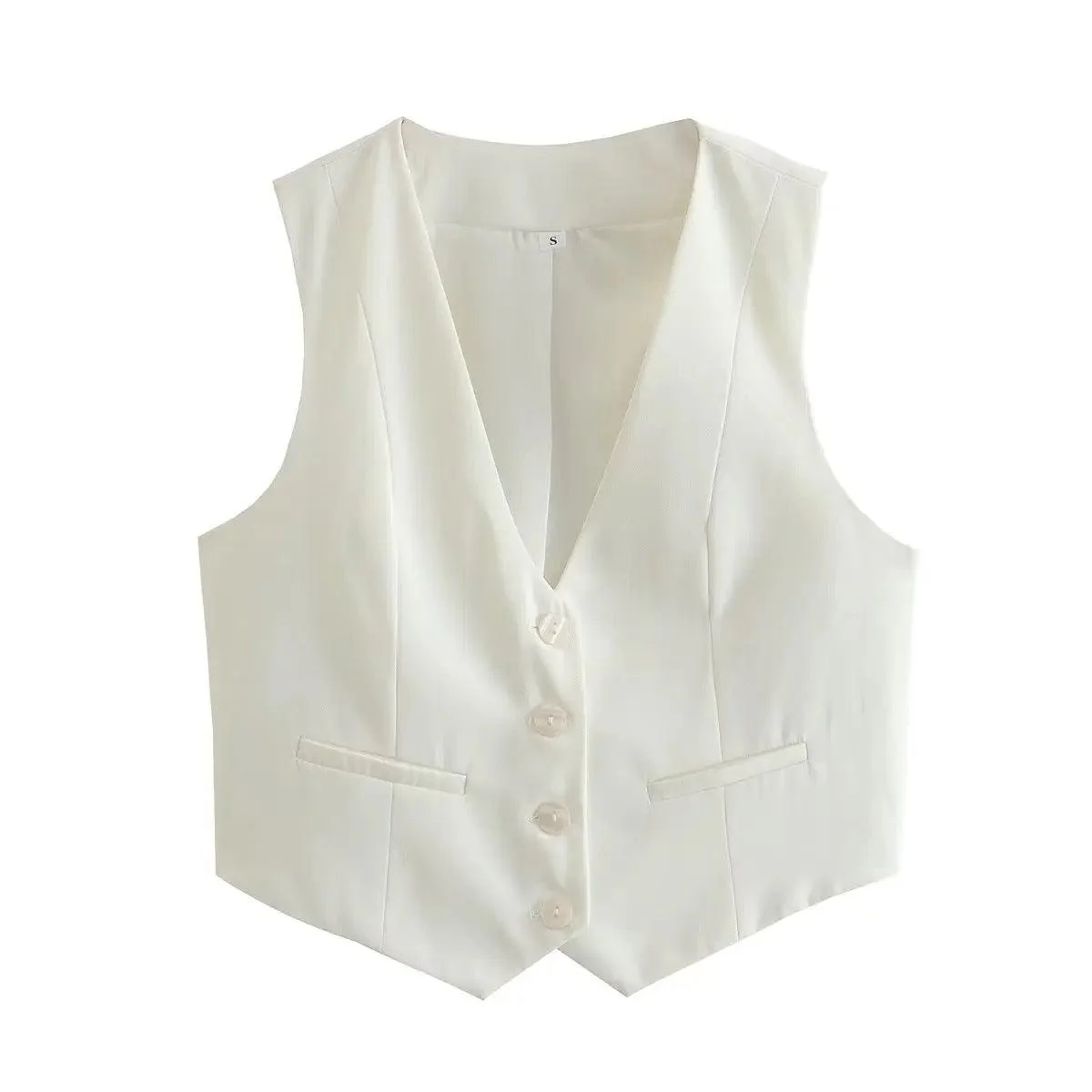 Hubako Statement Vest Tops in White - Image 7