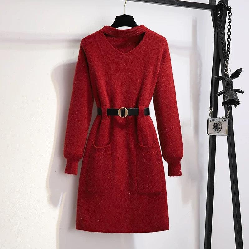 Hyacinth Knitted Dress With Belt - Image 2