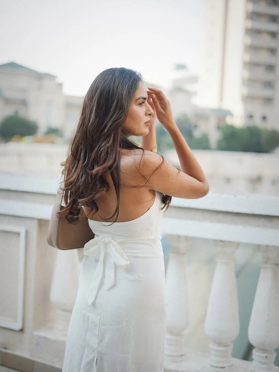 Ira Statement Vest Suit with Skirt In White - Image 6