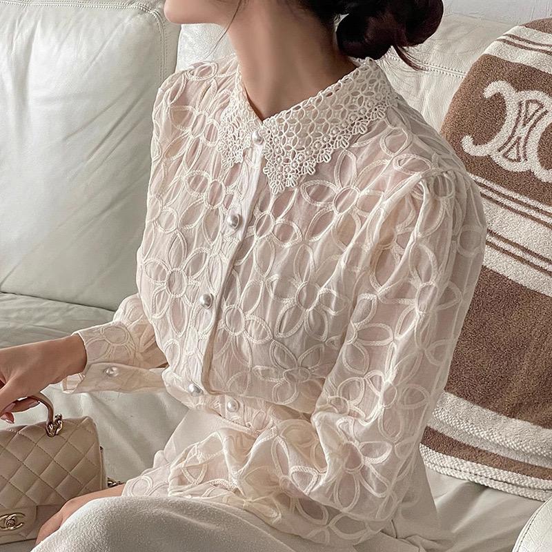 Irina Embroidered Formal Shirt In Off-White - Image 2