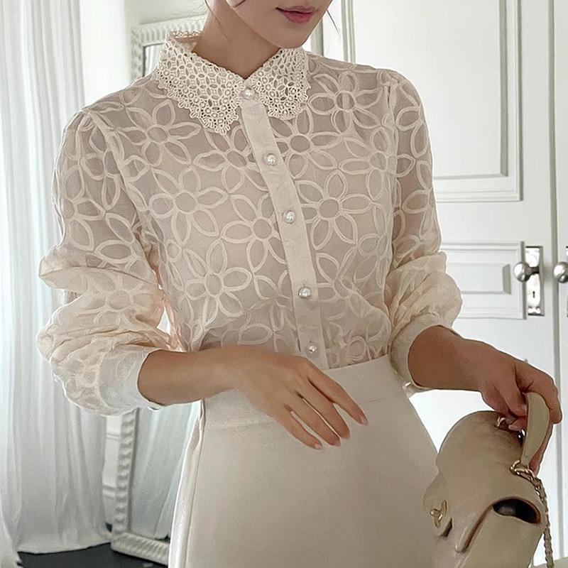 Irina Embroidered Formal Shirt In Off-White - Image 3
