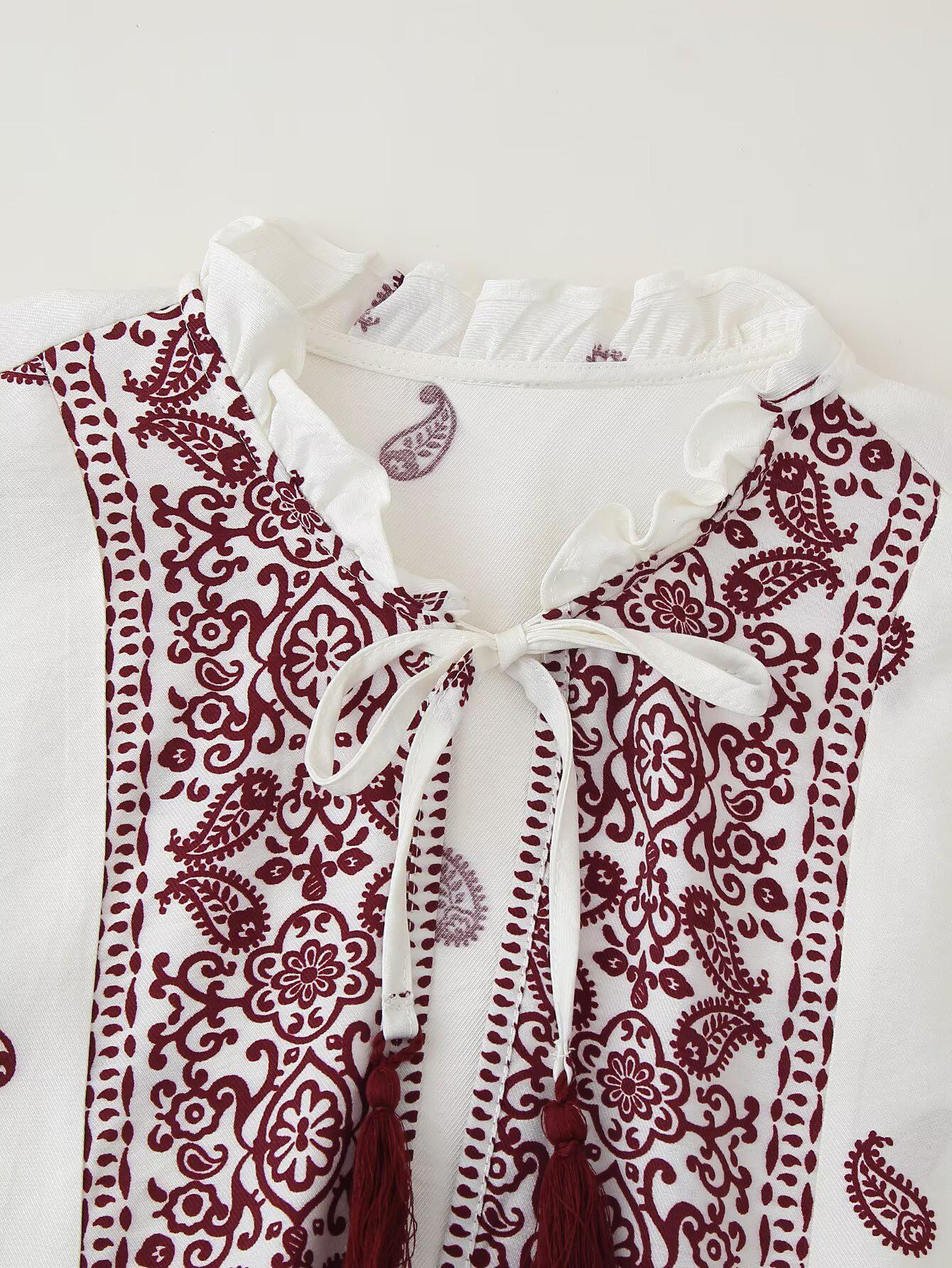 Joelle Printed Summer Top In White - Image 4