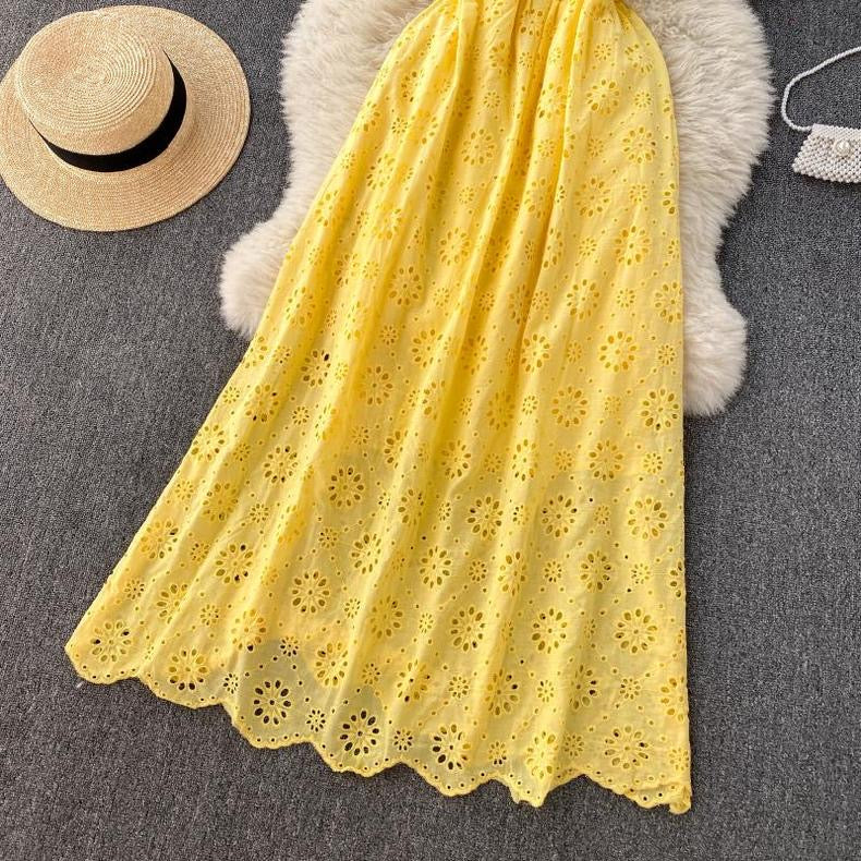 Joey Cotton Eyelet Midi Dress In Yellow - Image 7