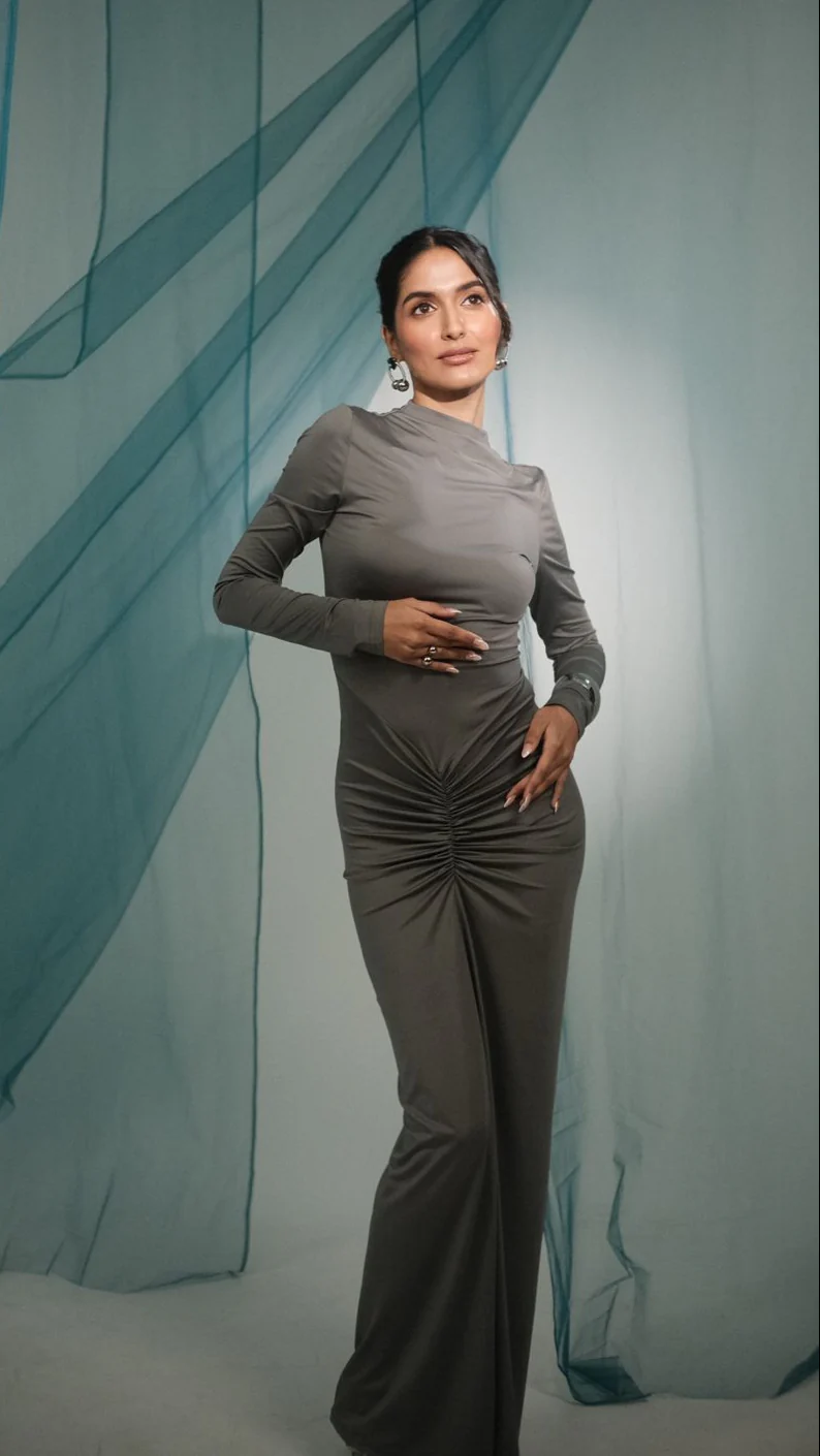 Junifar Statement Bodycon Maxi Dress In Grey - Image 9