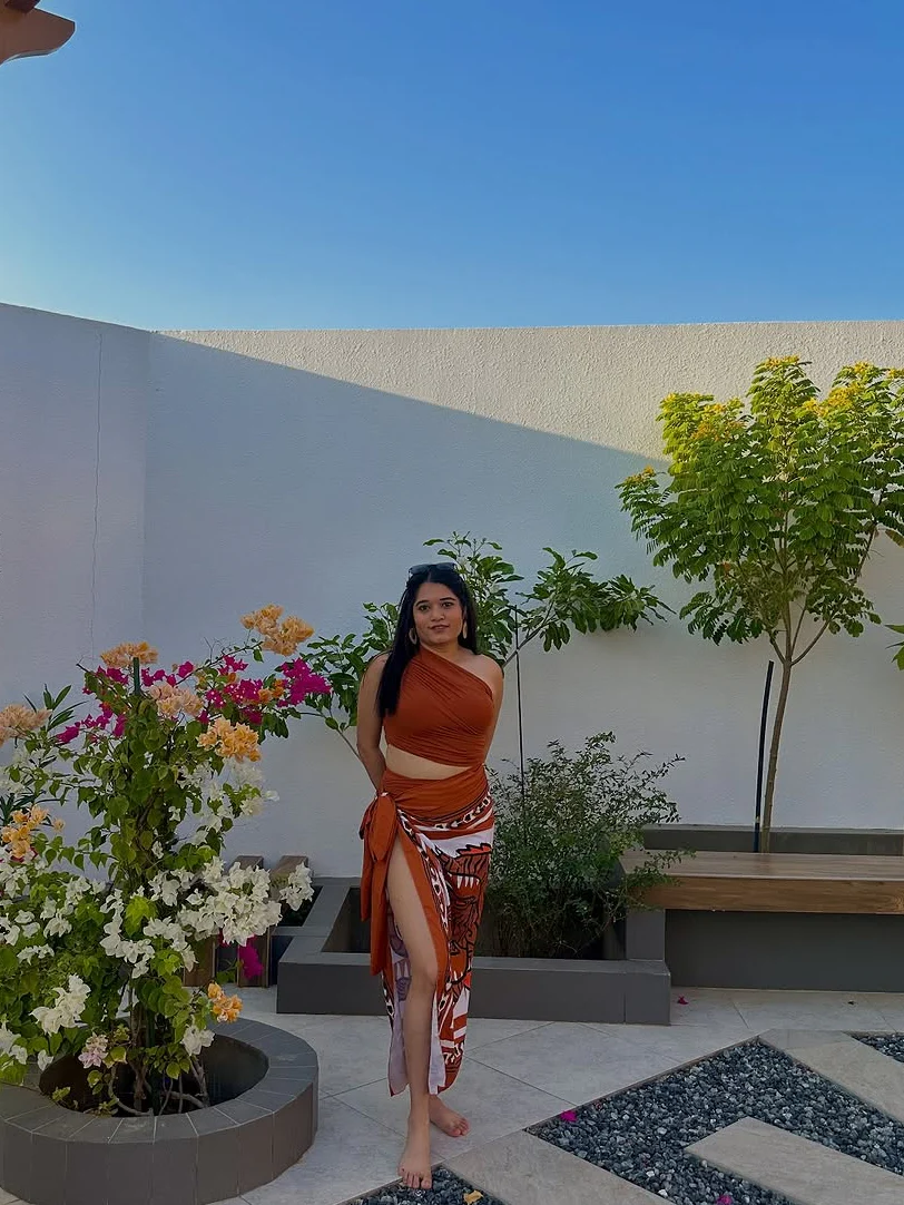 Kairo Luxe Swimsuit with Sarong Skirt In Rust - Image 4