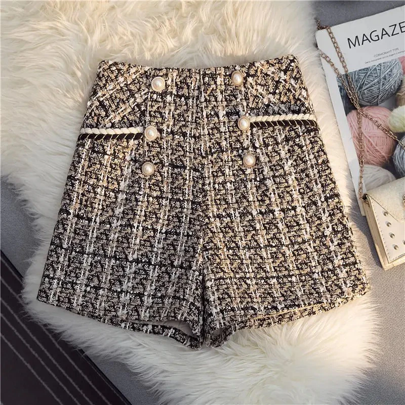Kaya Premium Tweed Shorts with Buttons - Image 3