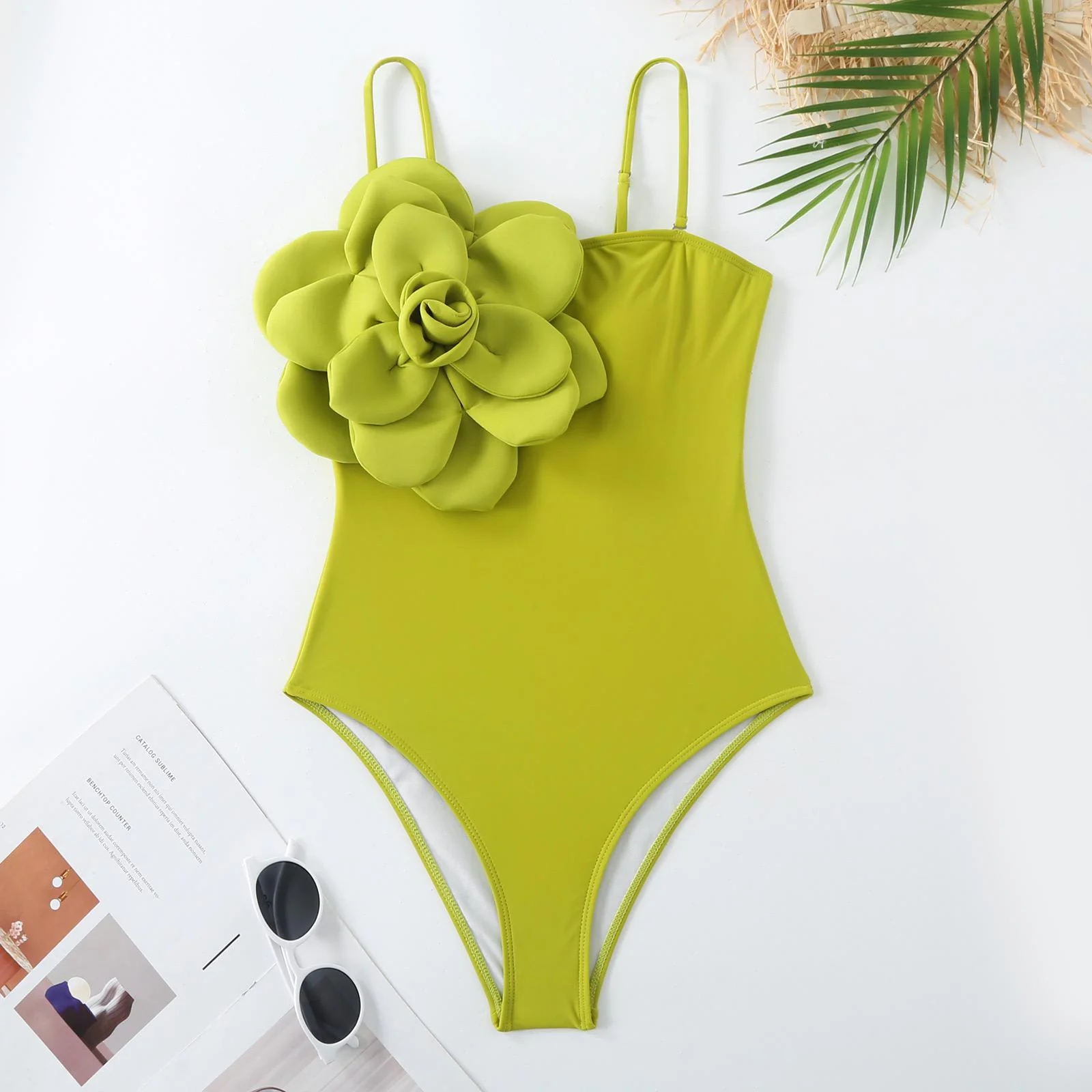 Kelly Rosette Swimsuit With Skirt In Neon - Image 2