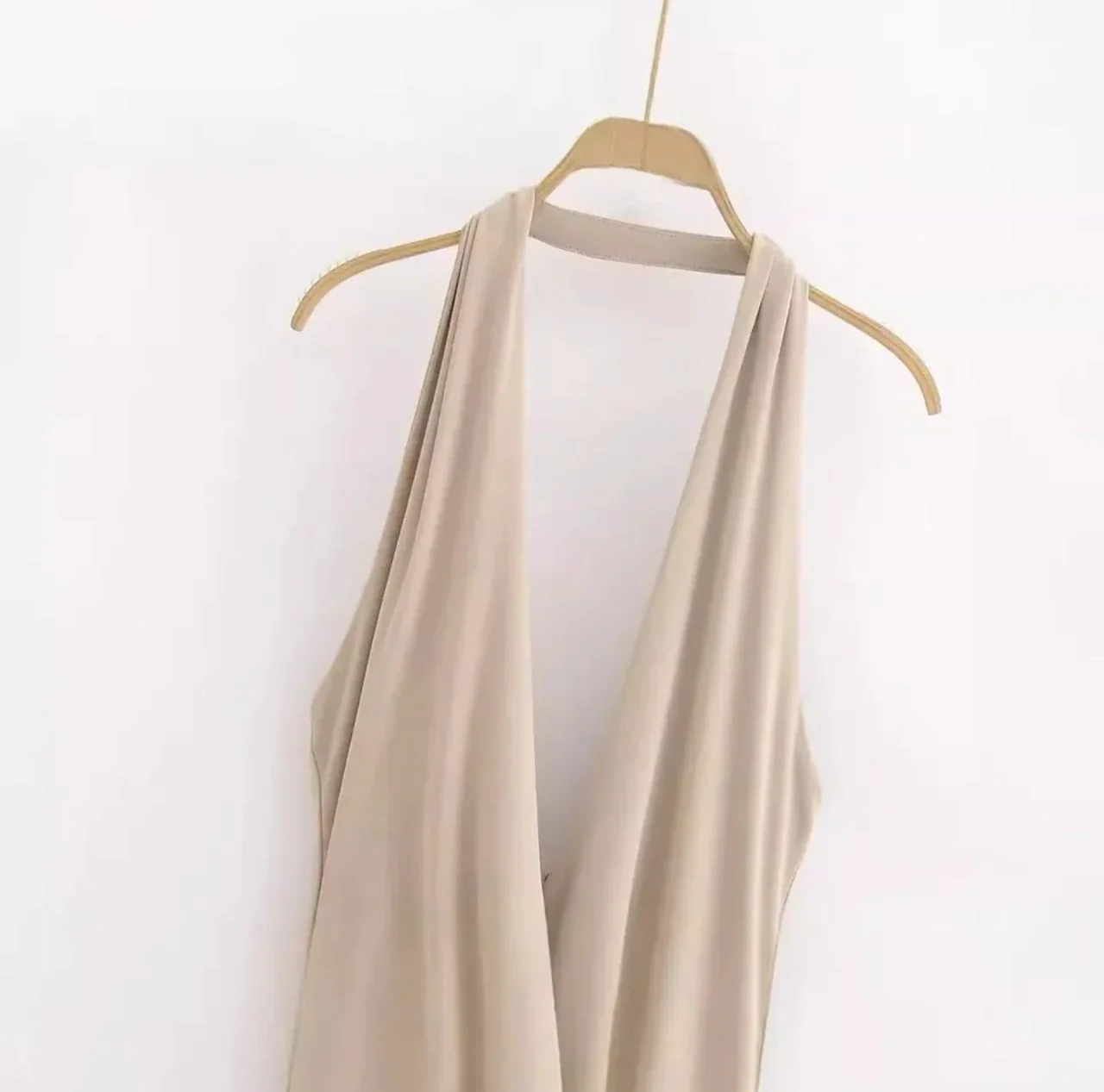 Kia Halterneck Maxi Dress In Beige - Image 5