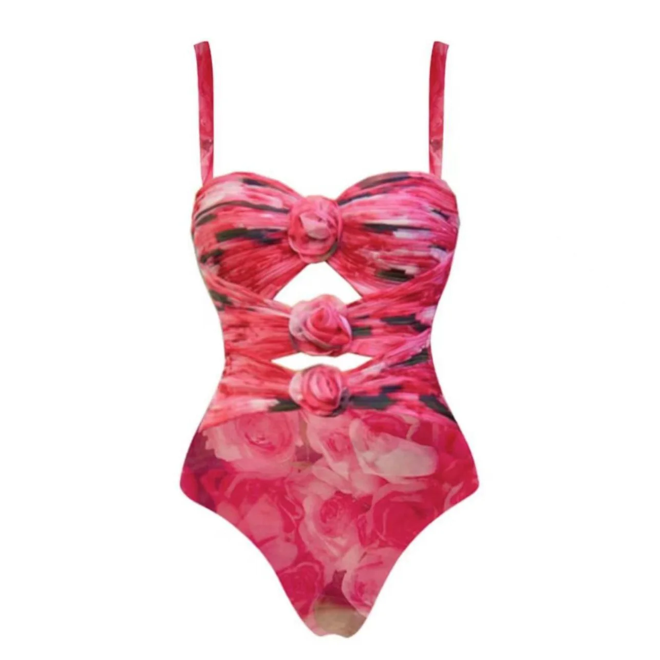 Kiara 3d Floral Swimsuit With Skirt In Pink - Image 3