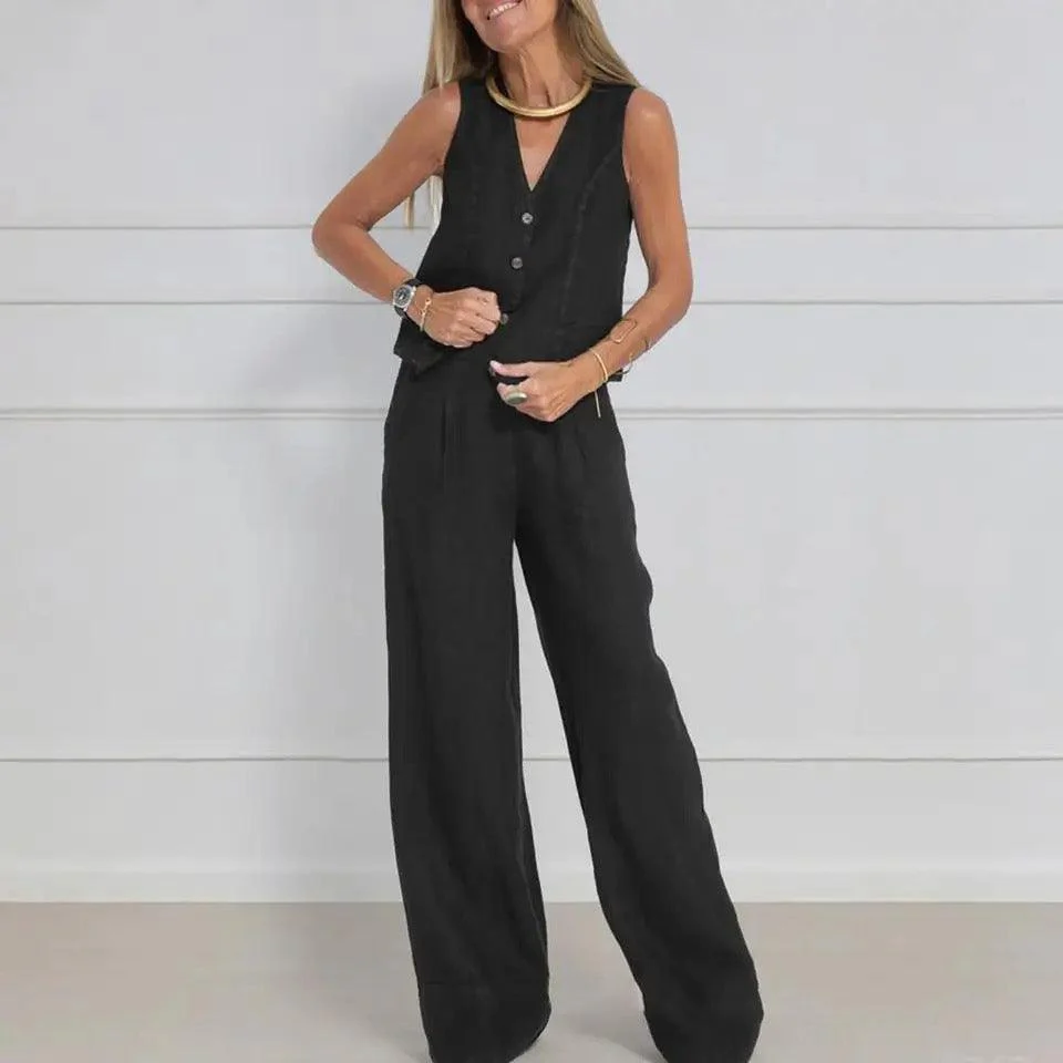 Laiden Statement Linen Vest Suit with Pants - Image 6