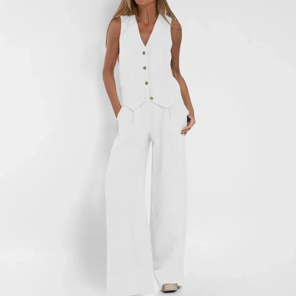 Laiden Statement Linen Vest Suit with Pants - Image 9