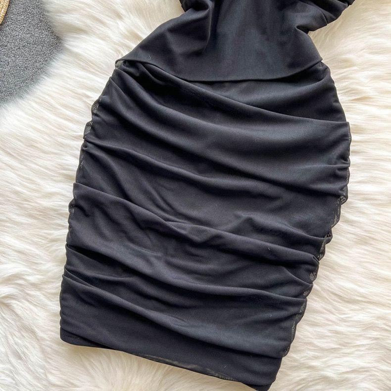 Lasa Ruched Mini Bodycon Mesh Dress - Image 2