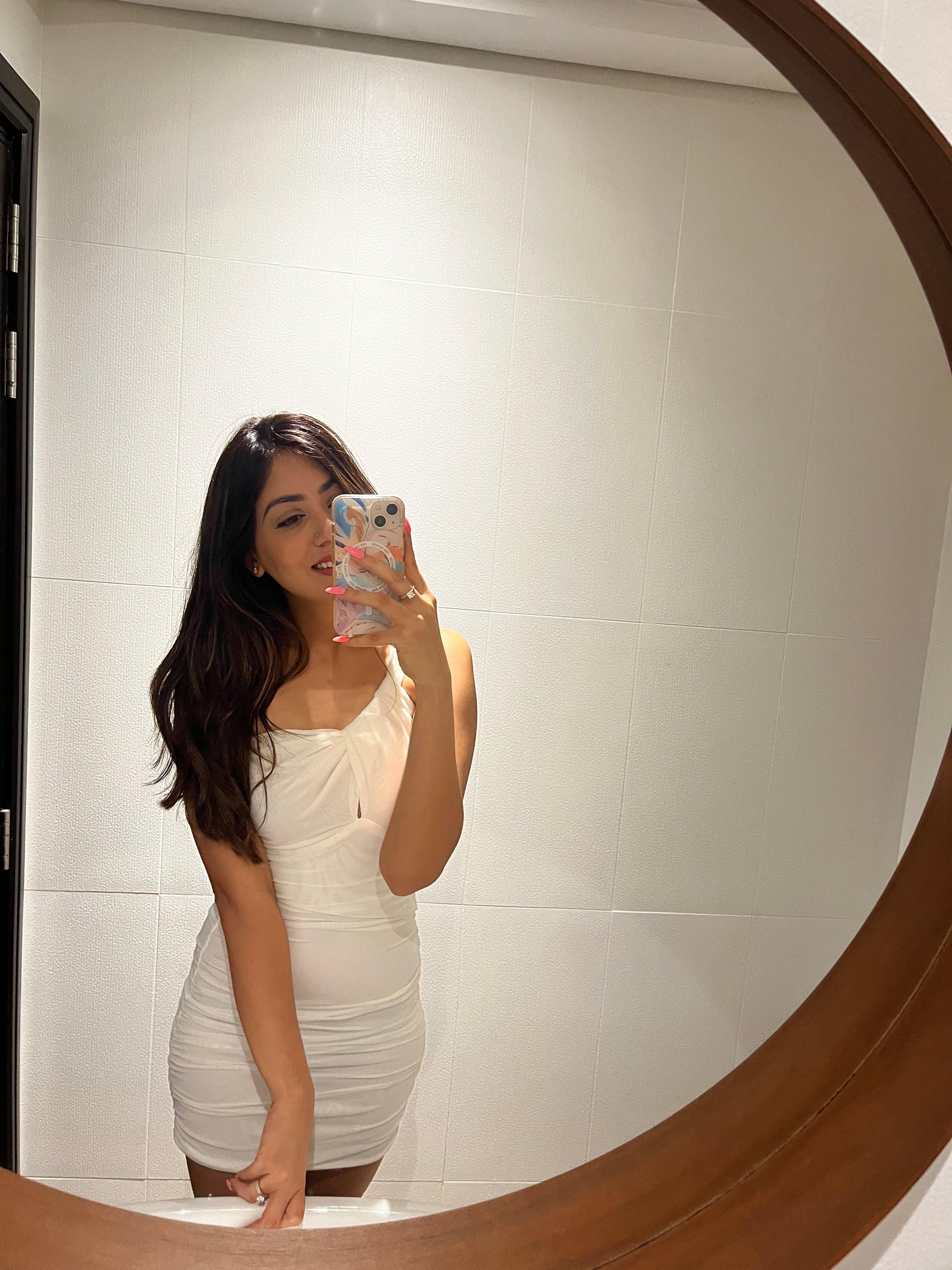 Lasa Ruched Mini Bodycon Mesh Dress - Image 8