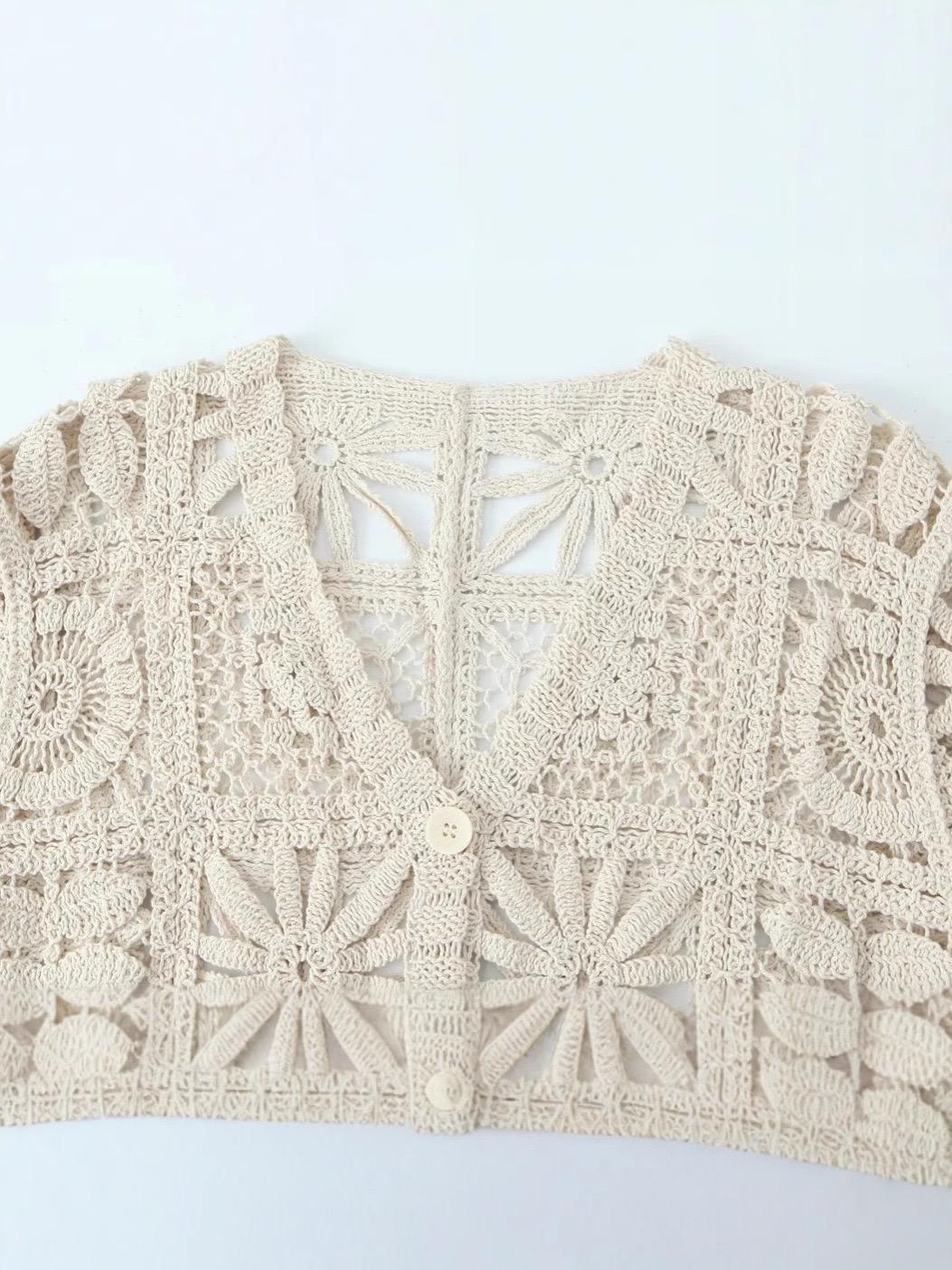 Laysha Crochet Holiday Coord - Resortwear In Beige - Image 5