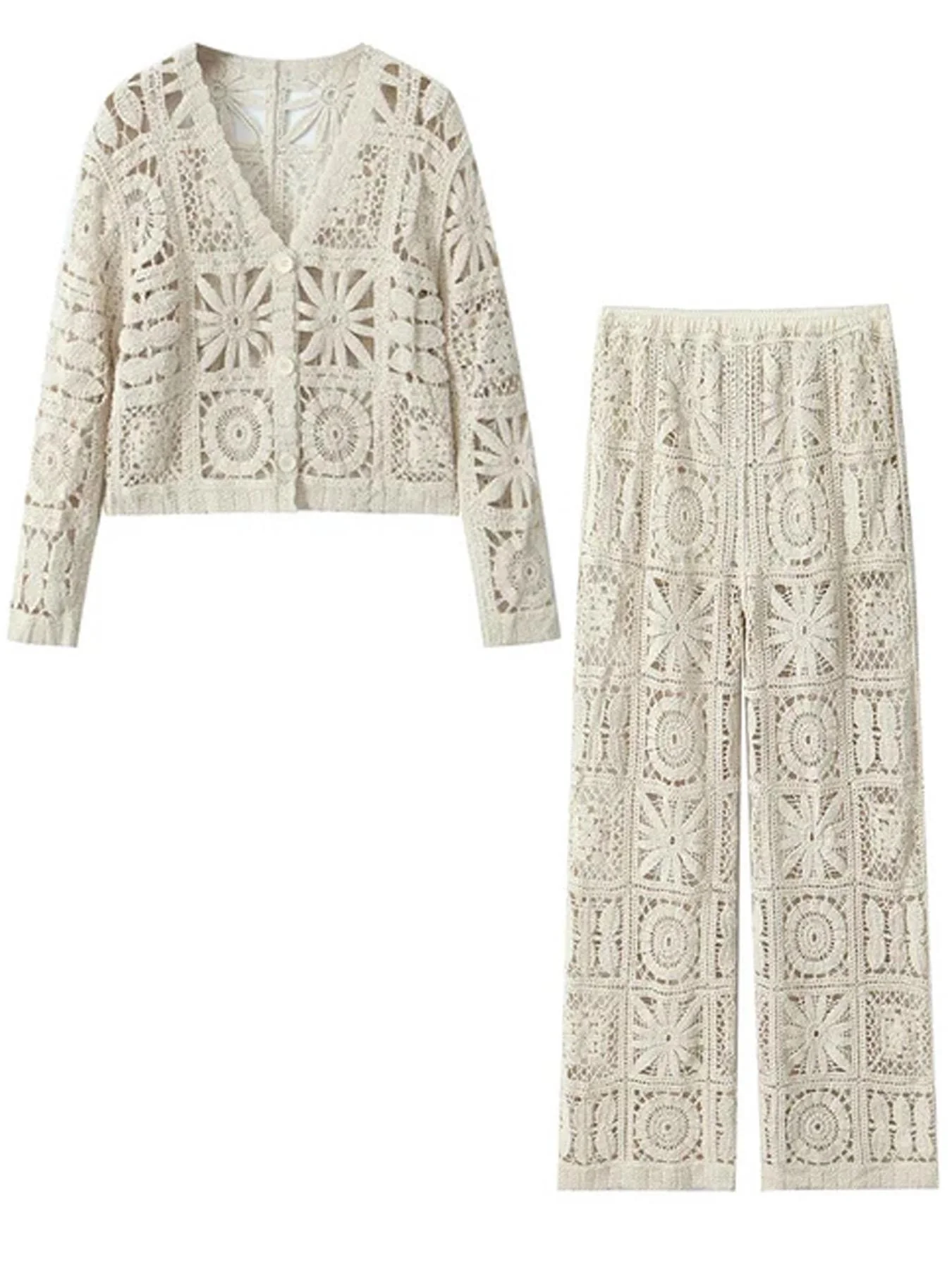 Laysha Crochet Holiday Coord - Resortwear In Beige - Image 8