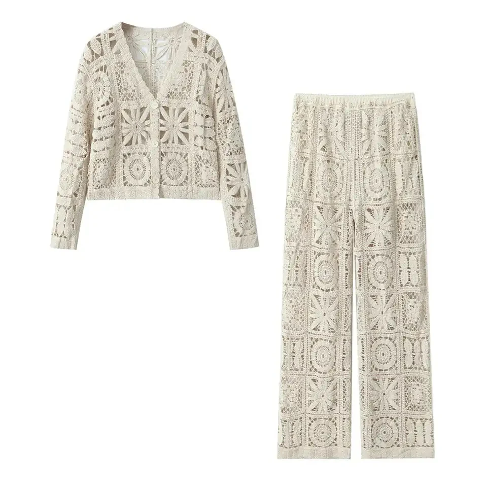 Laysha Crochet Holiday Coord - Resortwear In Beige - Image 9