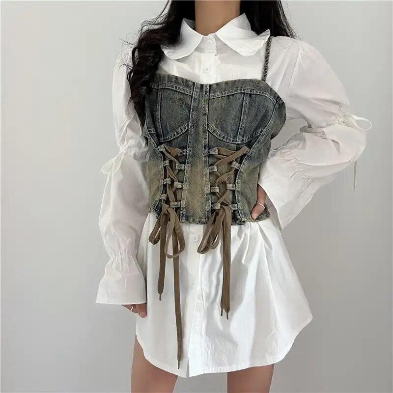 Lea Luxury Corset Top with Shirt - Image 2