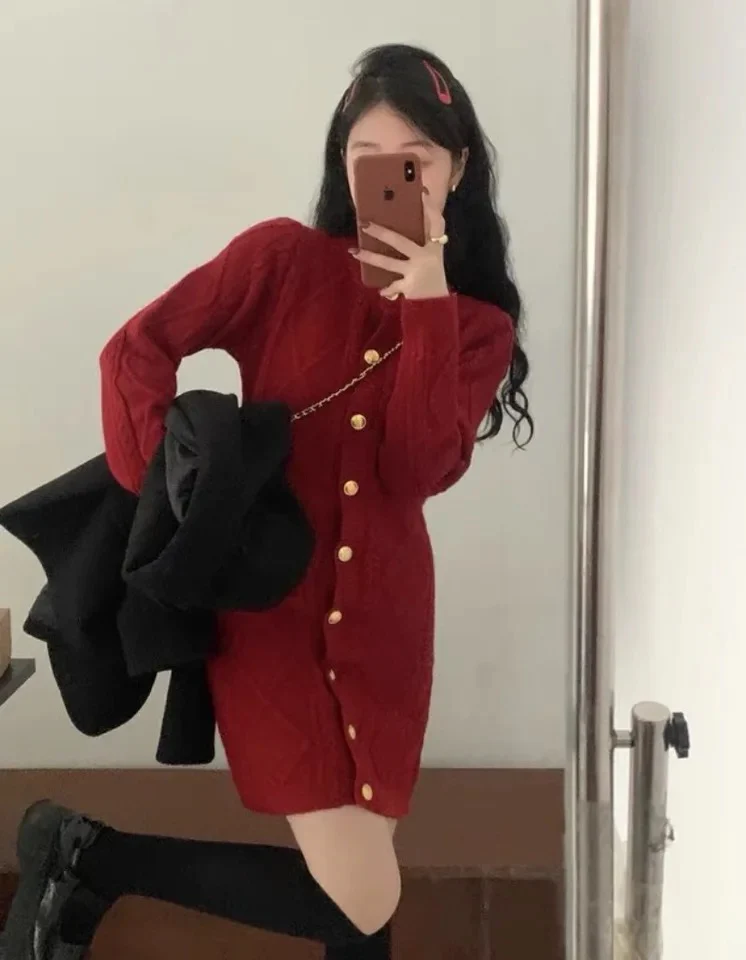 Leah Premium Woolen Knitted Short Dress - Image 2