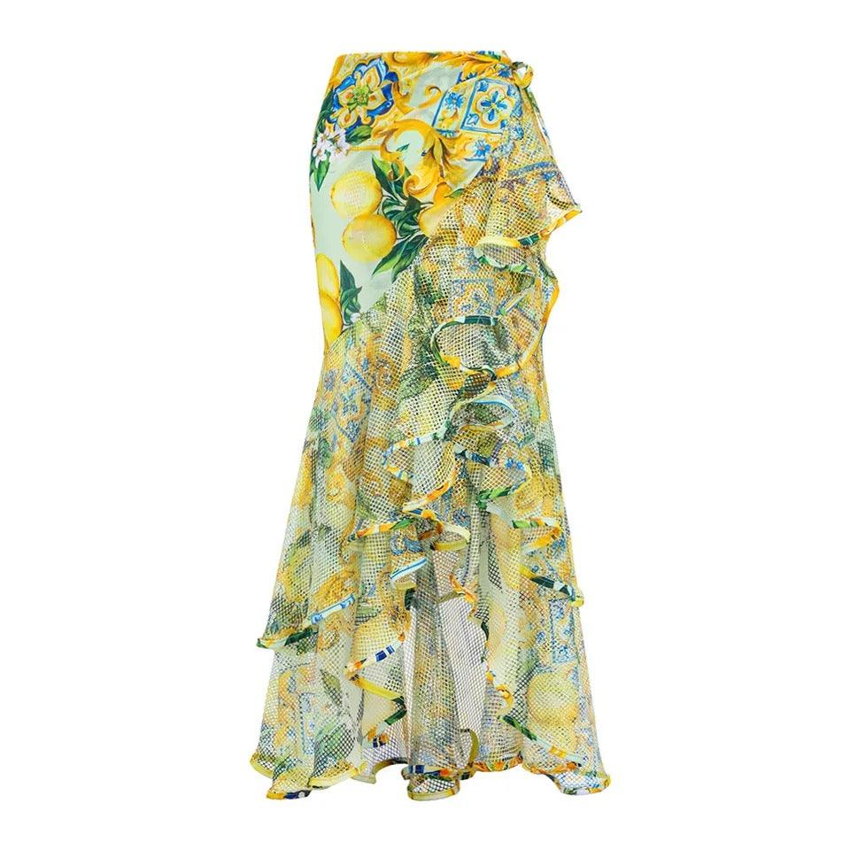 Lemon Spritzer Swimsuit with Ruffled Skirt - Image 4