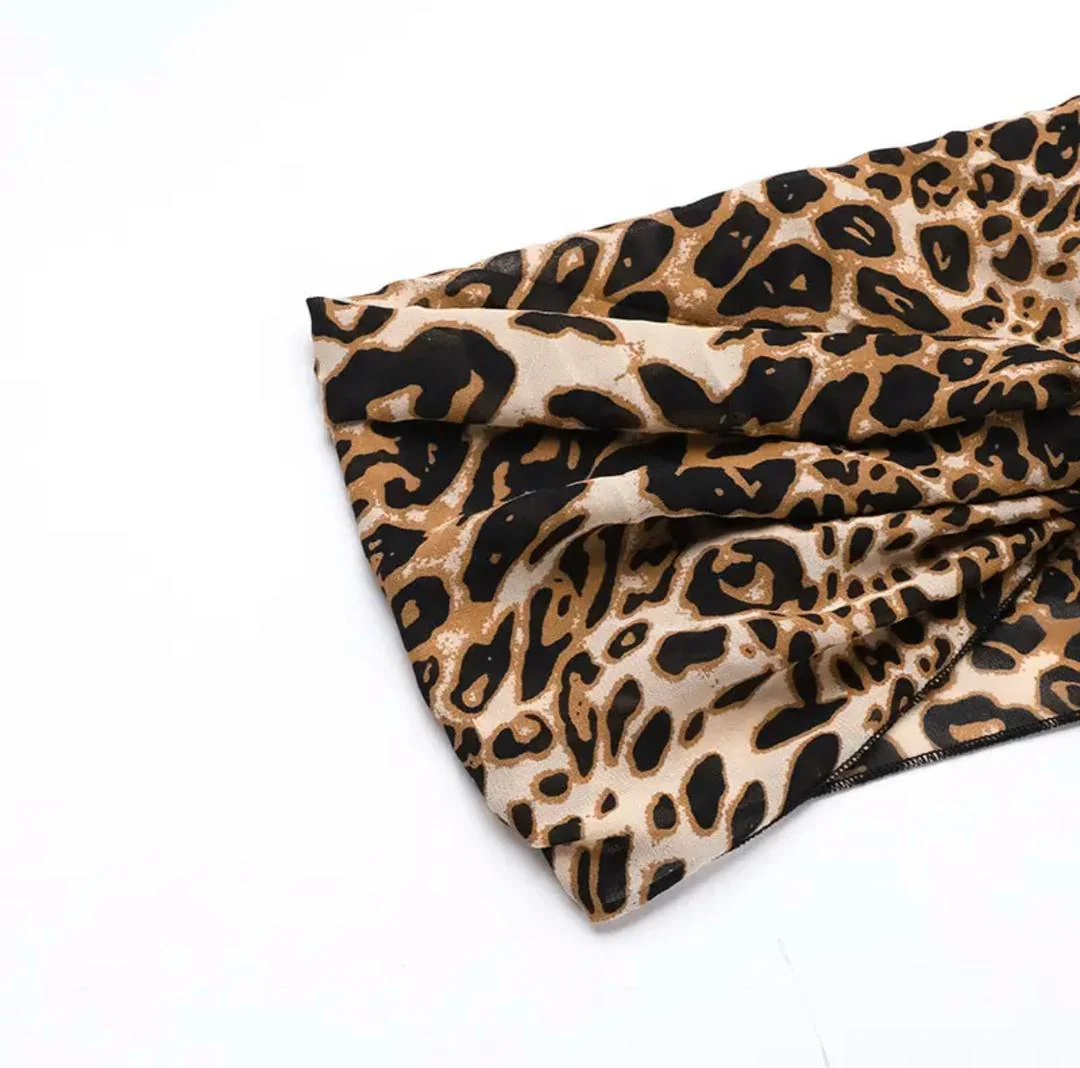 Leopard Print Swimsuit With Skirt In Brown - Image 5