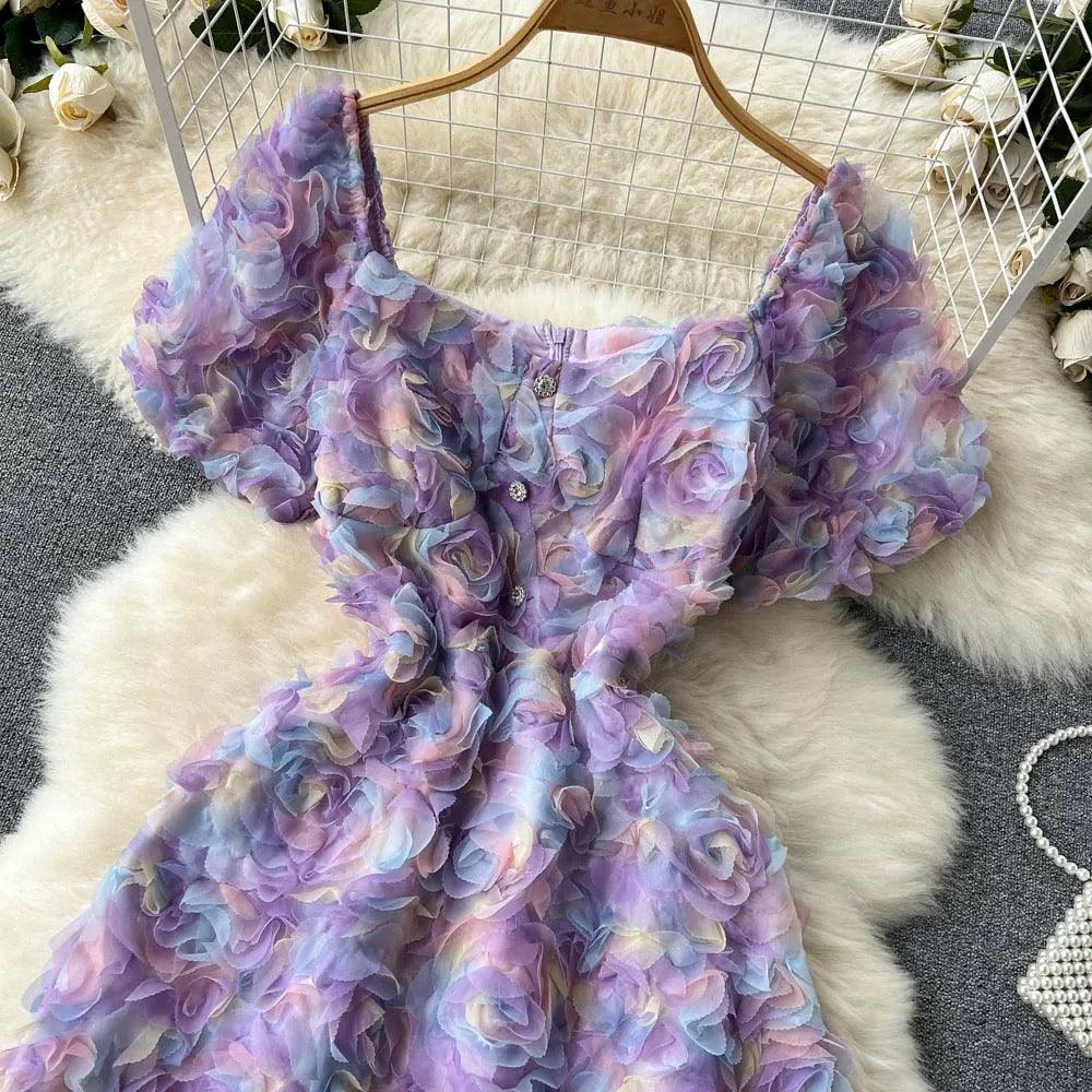 Lexis 3D Floral Dress In Lilac - Image 2
