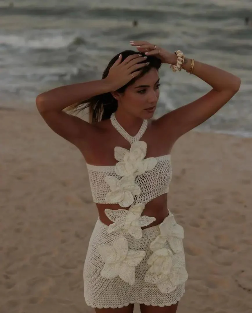 Lia Summer Lily Coord Set Resortwear In White