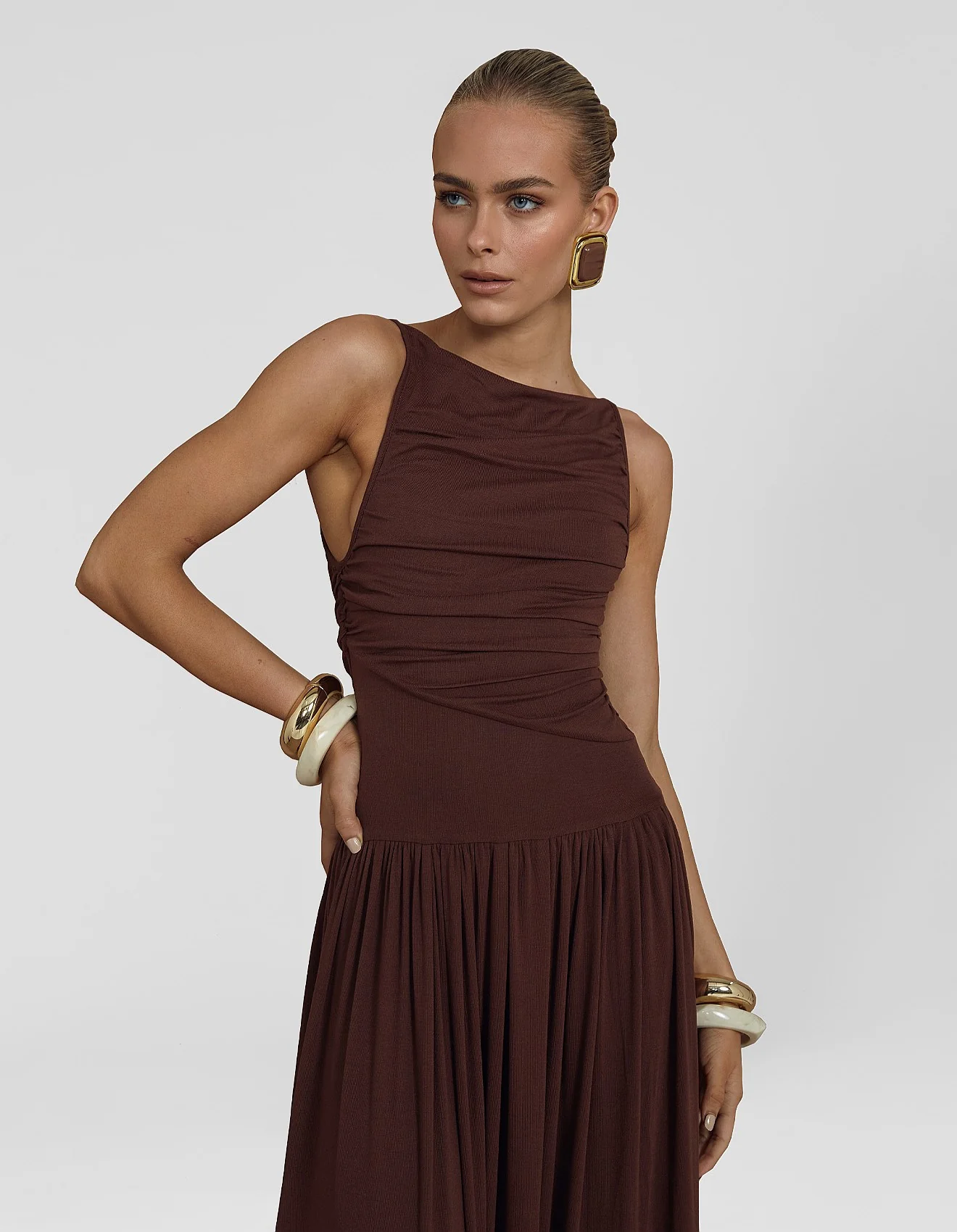 Libya Statement Maxi Dress In Maroon - Image 2