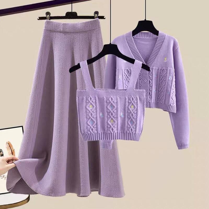 Lilac Mist Woolen 3 Pc Coord Set