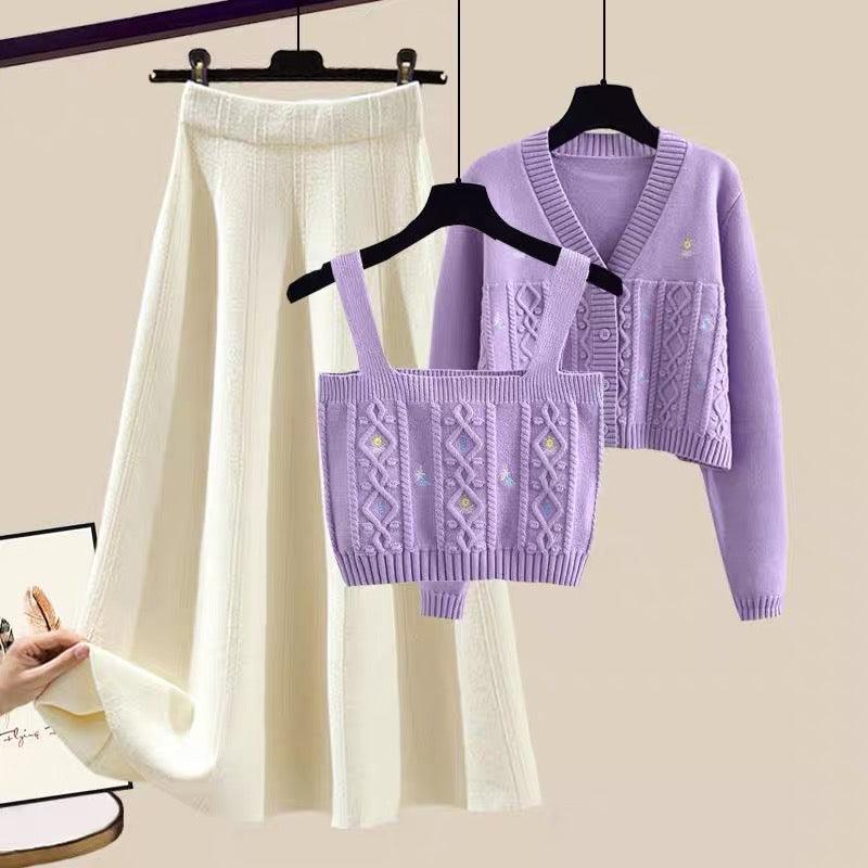 Lilac Mist Woolen 3 Pc Coord Set - Image 2