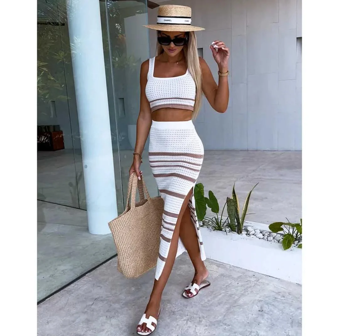 Lissy Soft Knit Coord Set In White