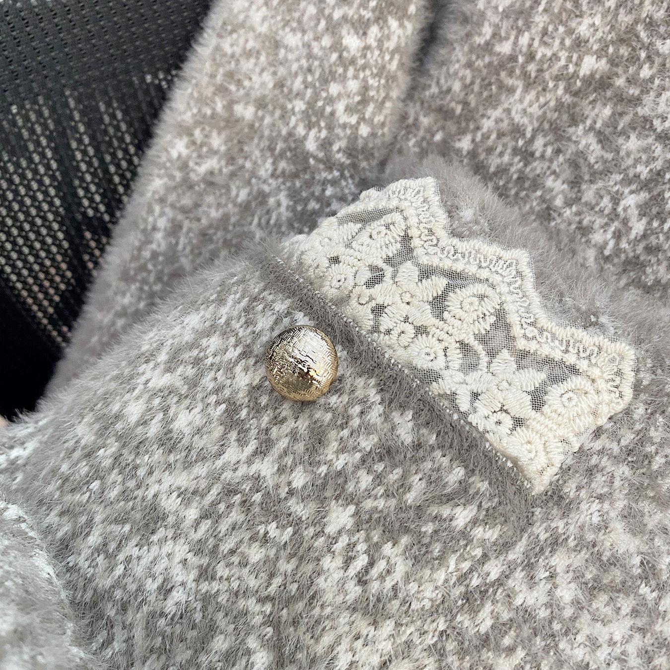 Livia Lace Winter Fur Cardigan In Grey - Image 5