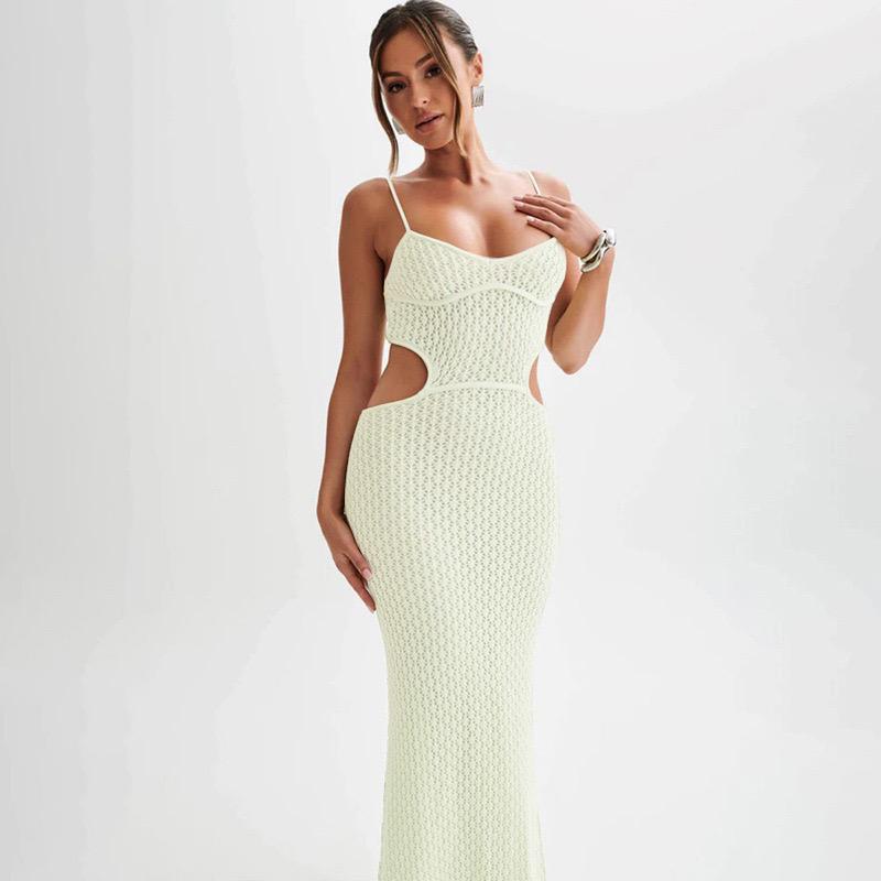 Livia Soft Knit Crochet Dress-Resortwear In Off White - Image 3