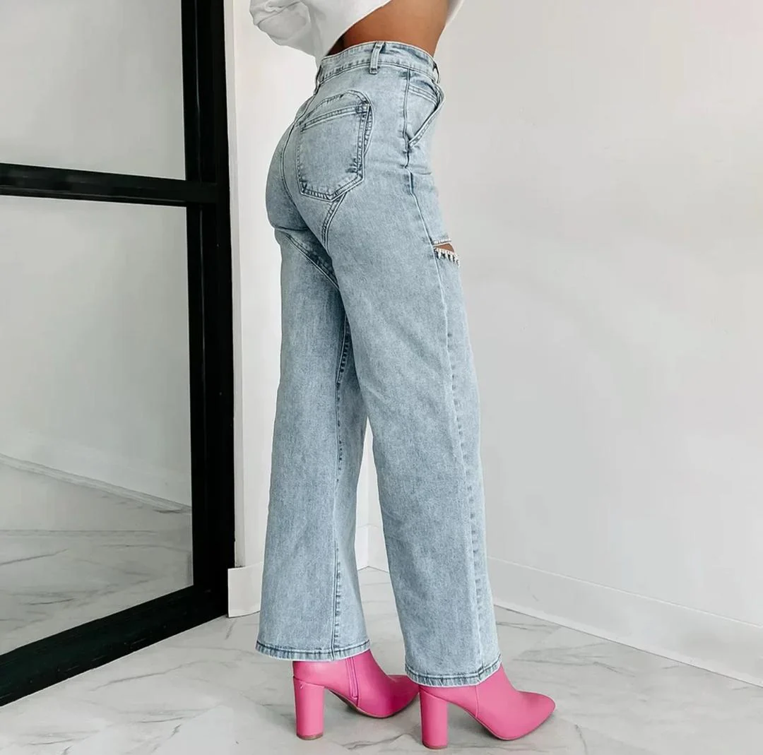 Liza Rhinestone Statement Denim Jeans - Image 3