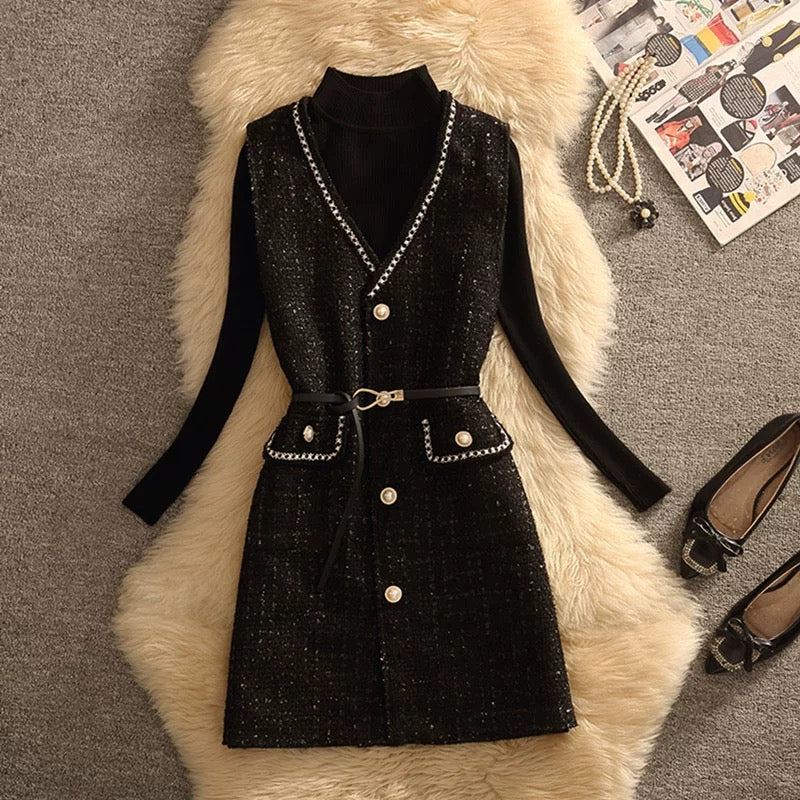 Lola Set of Top and Woolen Tweed Dress - Image 10