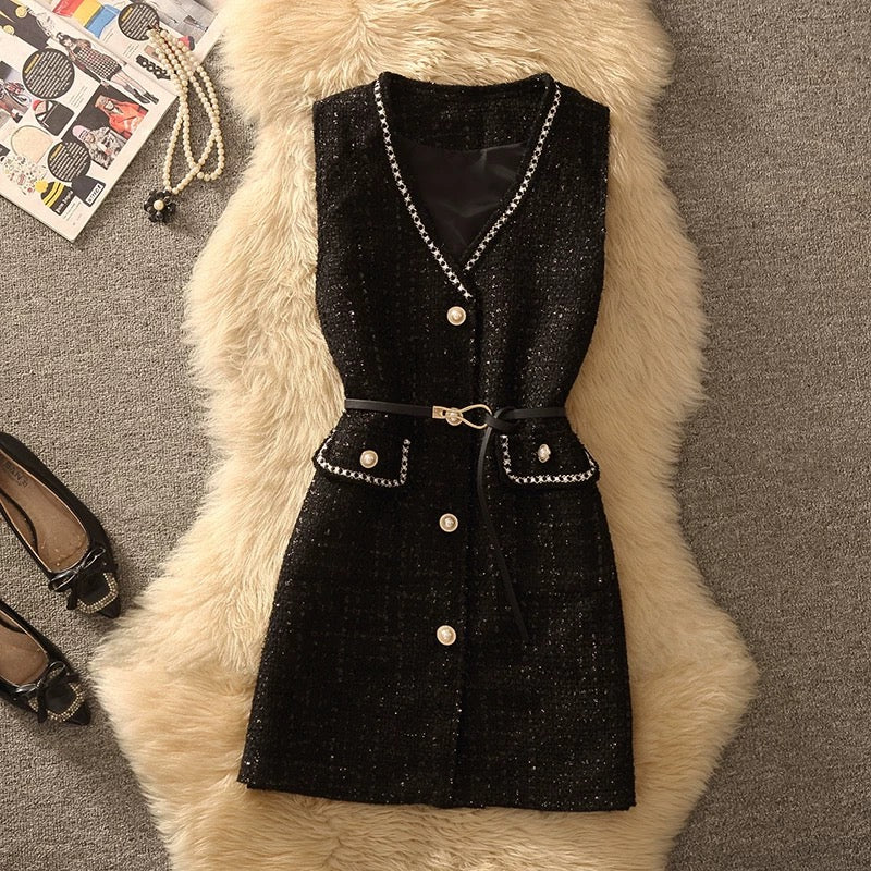 Lola Set of Top and Woolen Tweed Dress - Image 13
