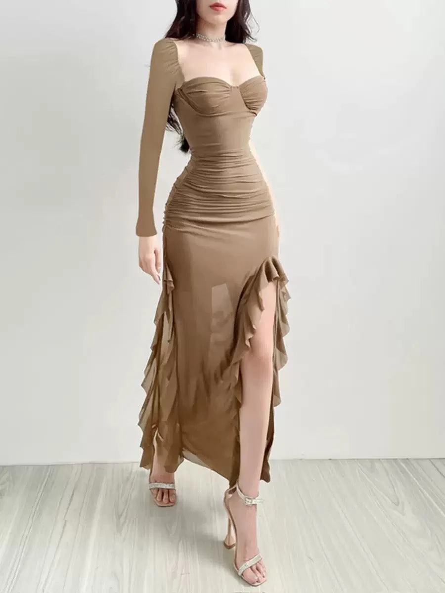 Lolita Ruffled Bodycon Maxi Dress - Image 7