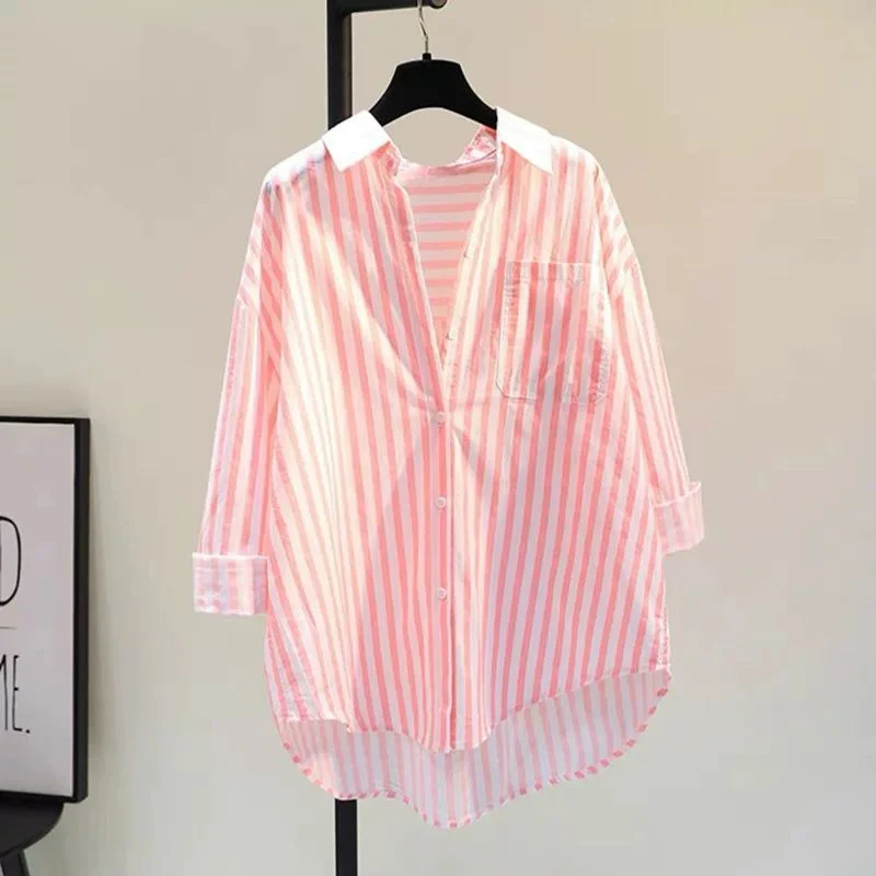 Lotus Striped Summer Oversized Shirt - Image 6