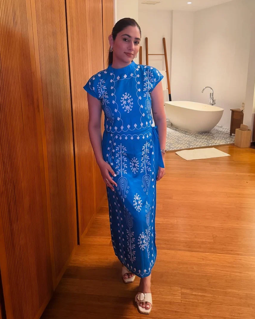 Louella Summer Set of Top and Skirt In Blue - Image 2