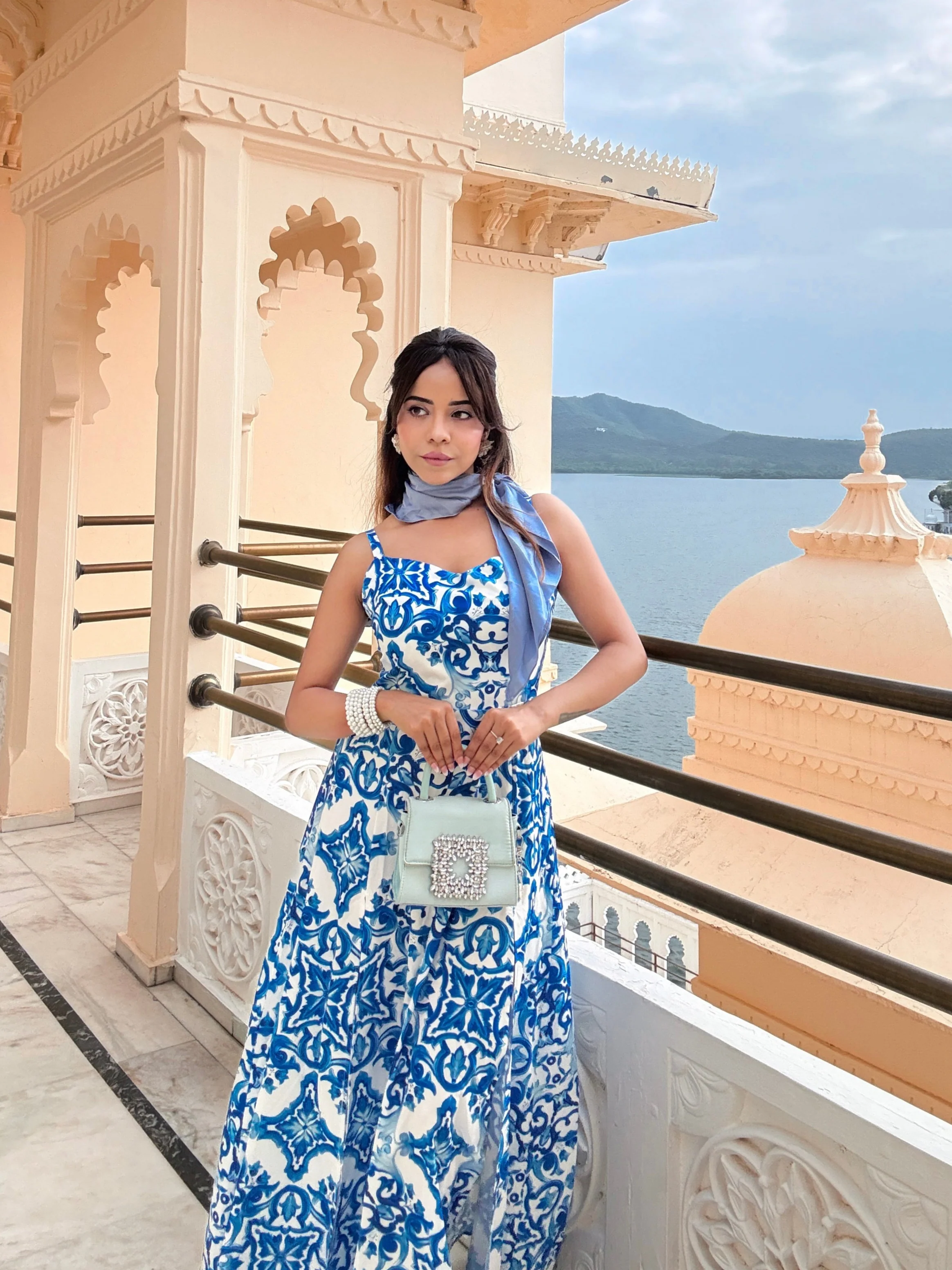 Louis Abstract Maxi Dress in Blue - Image 5