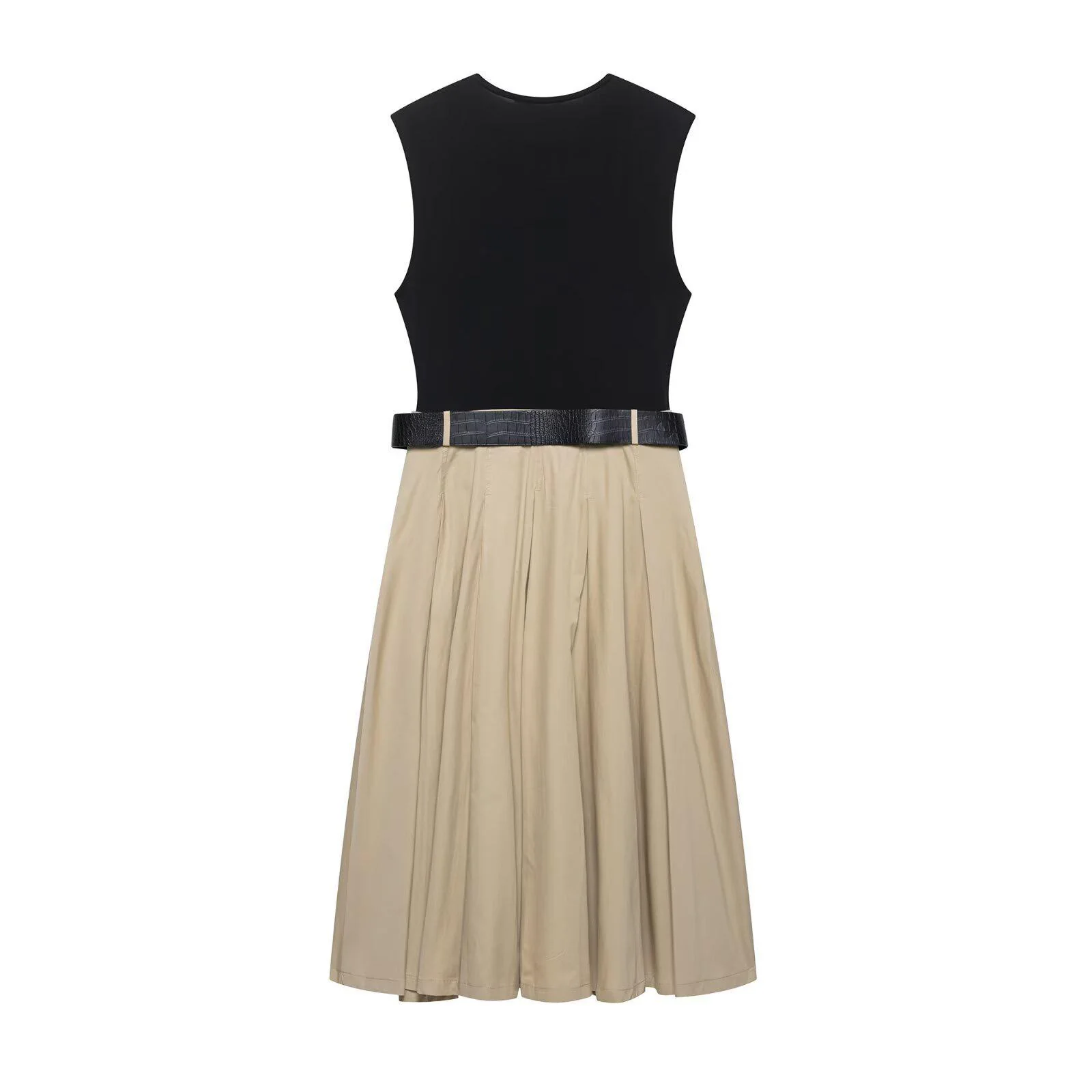 Lucy Luxe Elegant Pleated Dress With Belt In Black - Image 6