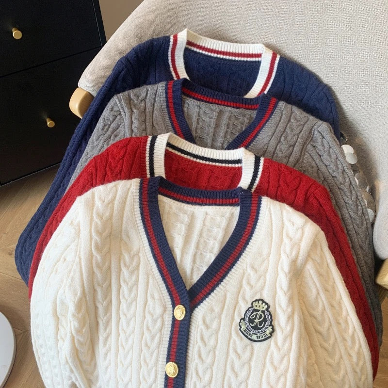 Luisa Woolen Cardigan In Navy Blue - Image 7