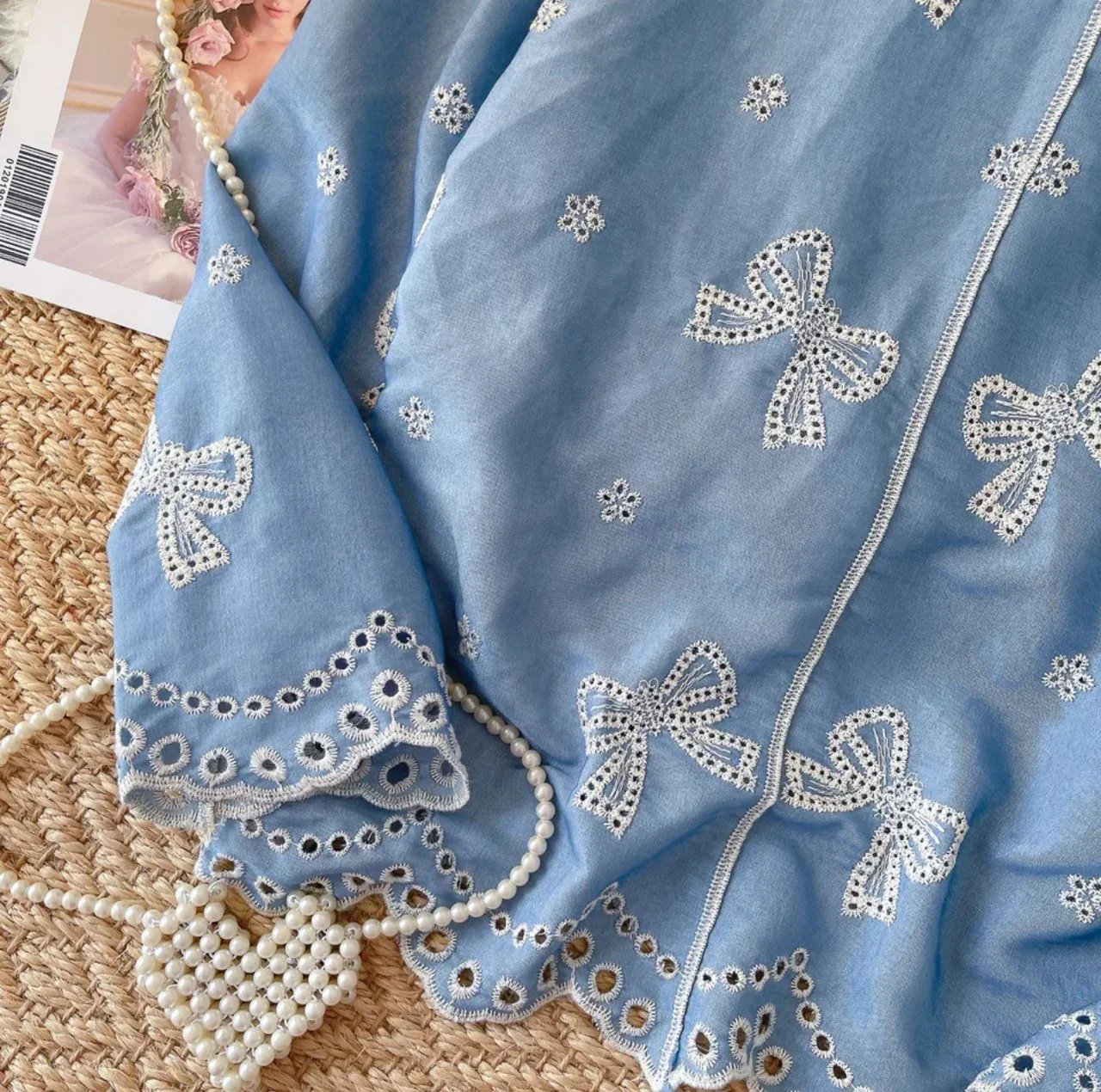 Lumi Premium Embroidered Cotton Shirt In Blue - Image 2