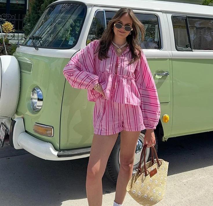 Lumina Striped Summer Coord In Pink - Image 2